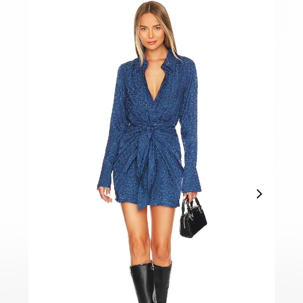 Lovers + Friends Blue Bell Sleeve Wrap Dress